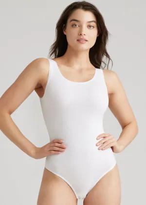 Yummie Shaping Thong Bodysuit - Cotton Seamless White
